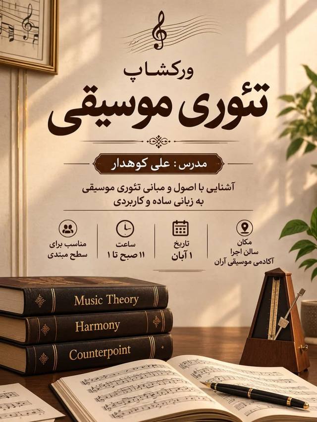 پوستر ورکشاپ تخصصی تئوری موسیقی